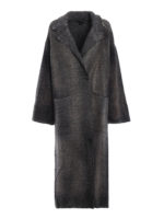 Maxi cappotto in misto lana spigata