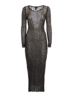 Maxi abito in cotone a punto rete laminato