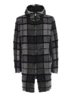 Parka boucle a quadri e maglia con pilling