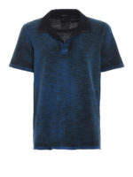 Polo blu e nera in cotone con collo rovinato