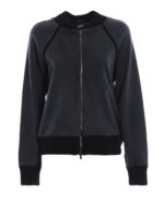 Bomber in felpa verniciata blu con velluto