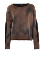 Felpa verniciata color caramello con velluto