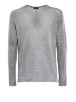 T-shirt con scollo serafino in misto lino