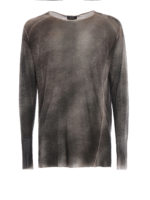 T-shirt marrone chiaro in lino a taglio vivo