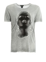 T-shirt in lino con maxi patch