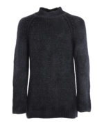 Lupetto a costa inglese in alpaca blu navy