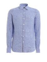 Camicia in lino in fantasia pied de poule