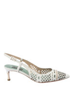 Decollete slingback in pelle traforata