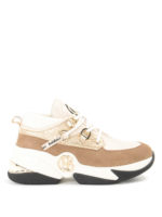 Sneakers in nappa e camoscio beige