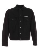 Giubbino in denim nero con logo