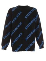 Pullover nero con logo all over