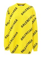 Maglia oversize in cotone misto lana con logo