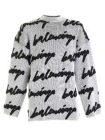 Pullover bianco e nero con stampa Scribble