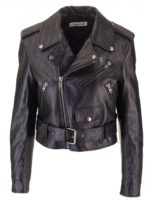 Giacca Biker in pelle con logo nera
