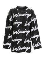 Pullover nero e bianco con stampa Scribble