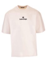 T-shirt beige con ricamo logo