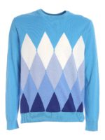 Pullover motivo a rombi sui toni del blu