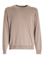 Pullover girocollo in misto seta beige