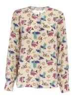 Camicia beige con stampa a contrasto