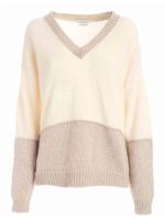 Pullover color crema con rifiniture beige lam