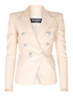 Blazer doppiopetto beige in lana