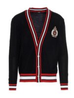 Cardigan nero con badge logo