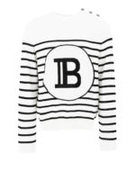 Pull a righe con logo intarsiato