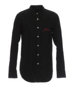 Camicia in denim nero con firma ricamata