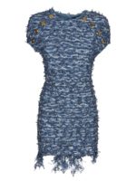 Abito in tweed blu con frange