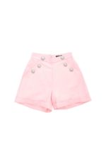Shorts rosa con bottoni goffrati