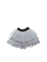 Gonna a balze in tulle nero e grigio