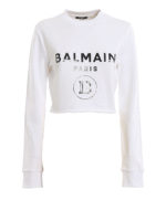 Felpa corta in cotone bianco con logo