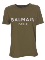 T-shirt logo con bottoni verde