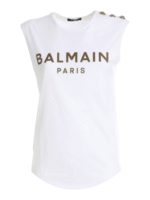 T-shirt smanicata con bottoni bianca