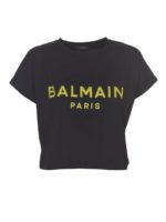 T-shirt cropped nera e gialla