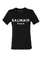 T-shirt nera con logo floccato