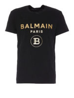 T-shirt in cotone con logo dorato