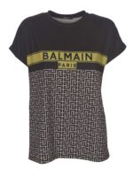 T-shirt logo jacquard nera e avorio