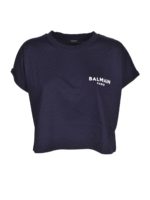 T-shirt crop logo blu