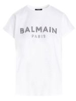 T-shirt bianca con logo in strass