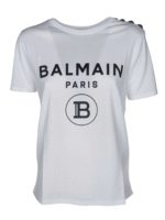 T-shirt bianca con stampa logo flock