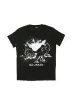 T-shirt nera stampa lupi