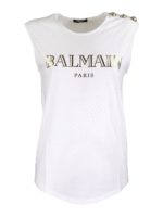 Canotta con stampa logo dorata