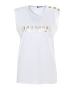 Top con stampa logo dorata