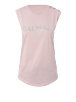 Top in cotone rosa con stampa logo