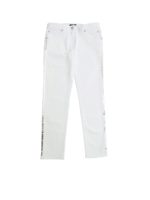 Pantalone bianco con stampe logo laminate
