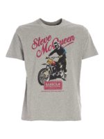 T-shirt grigia con stampa a contrasto