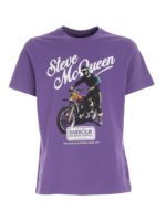 T-shirt viola con stampa a contrasto