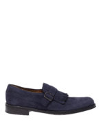 Monk strap brogue in camoscio navy