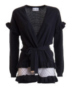 Cardigan con fondo in tulle a pois